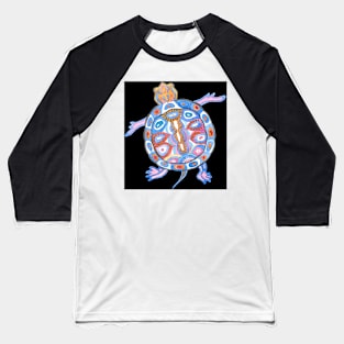 Sea Turtle - Folk Blue & Black Palette Baseball T-Shirt